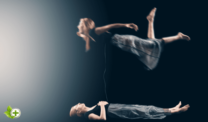 A woman experiencing astral projection 