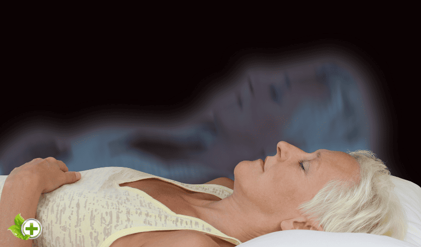 A woman experiencing astral projection for the first time