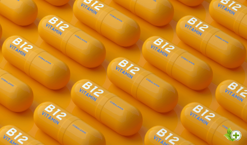 A bunch of vitamin B12 tablets 
